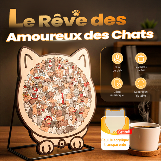 ⏳Spécial à durée limitée⏰Puzzle en bois de 135 pièces en forme de chat😸