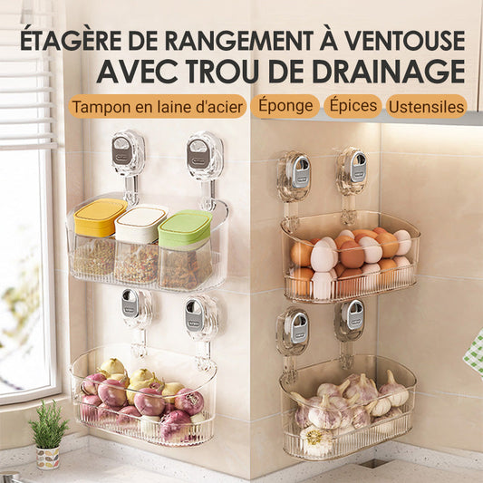 ⏳Spécial à durée limitée⏰Support de rangement à ventouses avec trou de drainage🪥