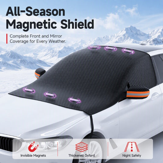 Magnetic Car Windshield Cover Thickened Waterproof Sunshade and Snow Shield with Reflective Strips