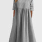 👗Réduction pour le début de l'été💝Robe décontractée en coton à col ras du cou et à poches pour femmes(🔥50% de réduction)