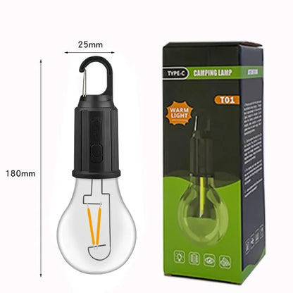 ✨Décoration d'éclairage d'ampoule rétro de charge de type C suspendue pour camping en plein air