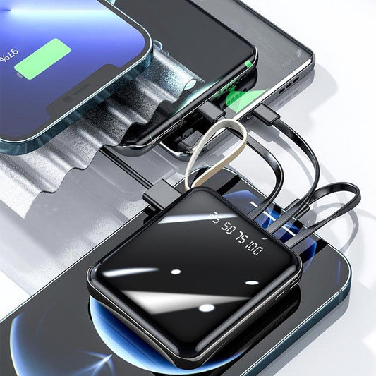 🚀Conception miroir, à la mode et cool🔋Nouvelle banque d'alimentation de grande capacité de 20 000 mAh avec câble intégré