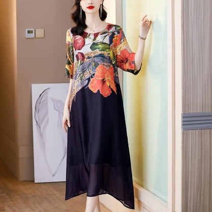 Robe Élégante Flottante à Imprimé Floral pour Femmes en Grande Taille