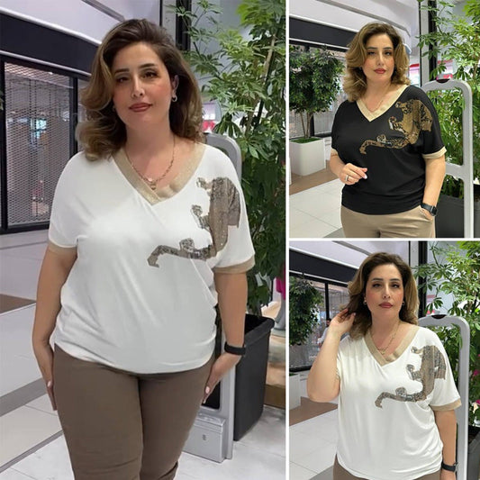 🔥Vente chaude d'été -50 %🔥Haut décontracté élégant imprimé à col en V pour femme