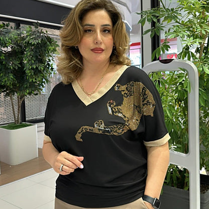 🔥Vente chaude d'été -50 %🔥Haut décontracté élégant imprimé à col en V pour femme
