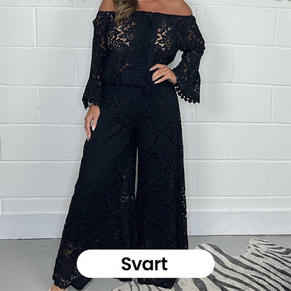 ⏰ Nouvelle vente chaude 52% de réduction 🎀 Ensemble élégant haut en dentelle et pantalon large - un style sans effort en un seul look !