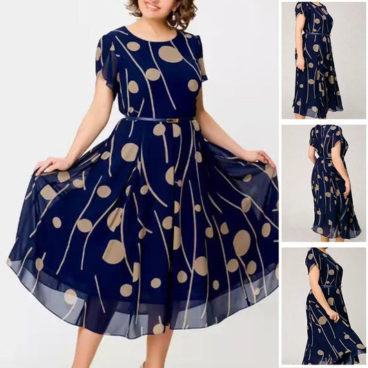 👗2025 Nouvelle conception✨️Robe à manches courtes en maille imprimée à pois