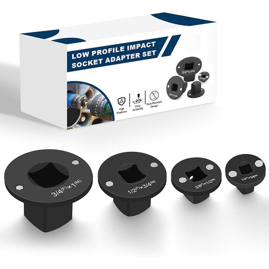 ✨Jeu d'adaptateurs de douilles à chocs à profil bas - Jeu d'adaptateurs pour clés à cliquet et clés industrielles pour les espaces restreints, kit de quincaillerie 4PC : 3/4«  à 1 », 1/2«  à 3/4 », 1/2«  à 3/8 », 1/4 » à 3/8 »