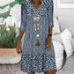 ☀Robe imprimée à manches cinq-quarts printemps/été