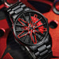 💖La plus populaire en 2025💖Montre-bracelet squelette rotative 3D pour homme avec volant de voiture
