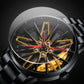 💖La plus populaire en 2025💖Montre-bracelet squelette rotative 3D pour homme avec volant de voiture