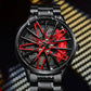 💖La plus populaire en 2025💖Montre-bracelet squelette rotative 3D pour homme avec volant de voiture