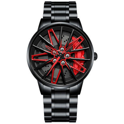 💖La plus populaire en 2025💖Montre-bracelet squelette rotative 3D pour homme avec volant de voiture
