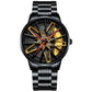 💖La plus populaire en 2025💖Montre-bracelet squelette rotative 3D pour homme avec volant de voiture