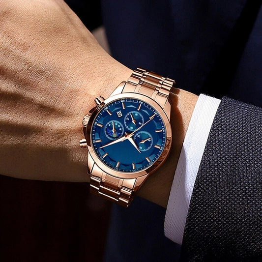 Montre à quartz en acier inoxydable pour hommes