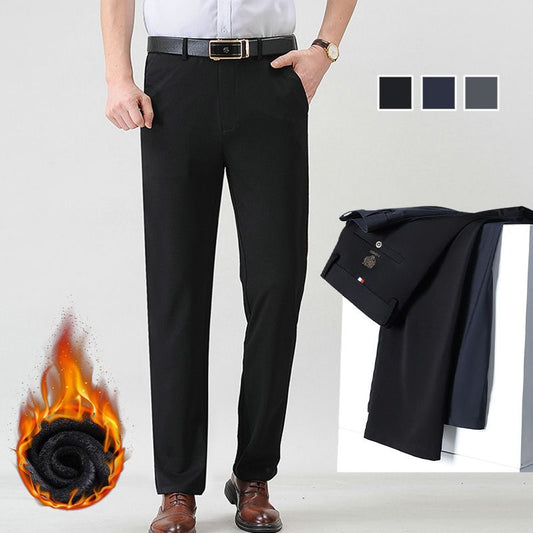 Un cadeau idéal pour lui ! Pantalon de costume extensible tendance doublé en peluche pour homme