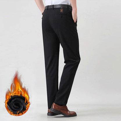 Un cadeau idéal pour lui ! Pantalon de costume extensible tendance doublé en peluche pour homme
