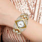 Montre à quartz rétro pour femme avec strass scintillants