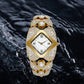 Montre à quartz rétro pour femme avec strass scintillants