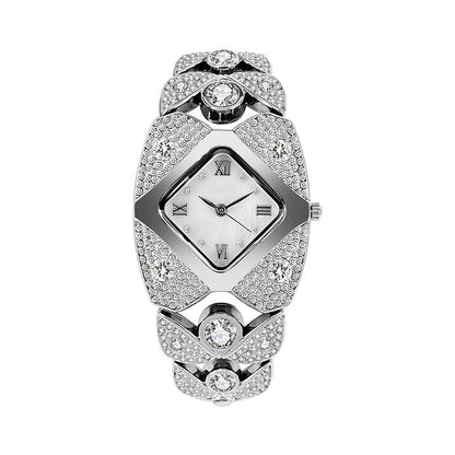 Montre à quartz rétro pour femme avec strass scintillants
