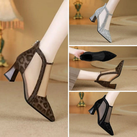 Escarpins à talons hauts sexy en maille à bout pointu pour femmes