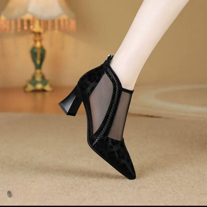 Escarpins à talons hauts sexy en maille à bout pointu pour femmes