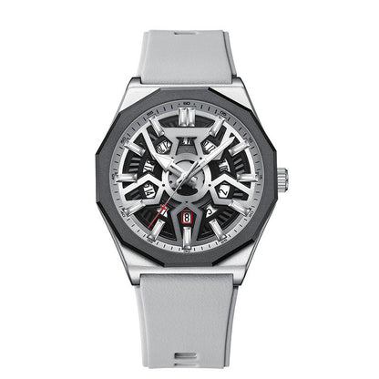 Montre-bracelet squelette de luxe à quartz avec fonction calendrier