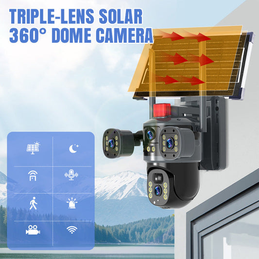 ⏳Spécial à durée limitée⏰Caméra dôme solaire à triple objectif 360°✈️