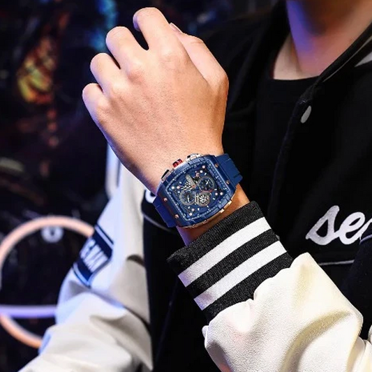 🎊Style cyberpunk et futuriste⌚Montre à quartz multifonctionnelle pour hommes
