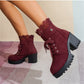 ⏳Spécial à durée limitée⏰Bottines Femme à Talon Épaissi et Lacets👢