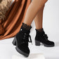 ⏳Spécial à durée limitée⏰Bottines Femme à Talon Épaissi et Lacets👢