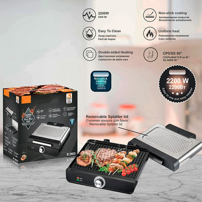 ⏳Spécial à durée limitée⏰Grill d'intérieur sans fumée 2200 W avec plaque antiadhésive🥩