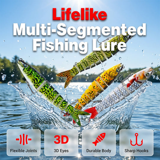 🐟 LIMITED-TIME 50% OFF! 🌊 Multi-Segmented Bionic Fishing Lure – Realistic Swim, 3D Eyes, Fresh & Salt Water ✨