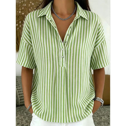 👕Chemise Femme à Manches Courtes Rayées