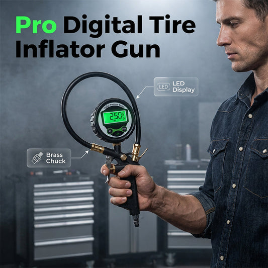 Digital Tire Inflator with Pressure Gauge LED Backlit Air Chuck