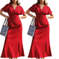 Women's V-Neck Polka Dot Maxi Dress