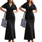 Women's V-Neck Polka Dot Maxi Dress