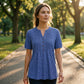 Women's Casual V-Neck Pleated Blouse