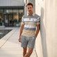 Men's Striped T-Shirt & Shorts  2-Piece Set