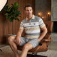 Men's Striped T-Shirt & Shorts  2-Piece Set