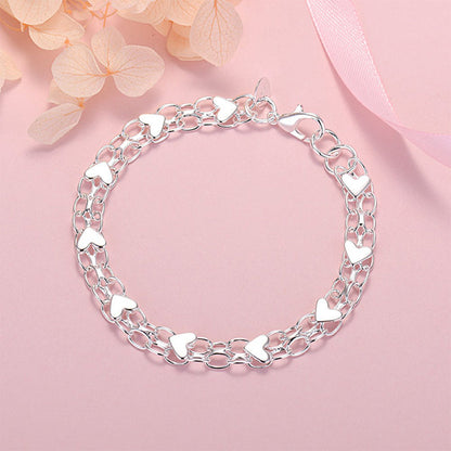 Double Chain Heart Charm Bracelet