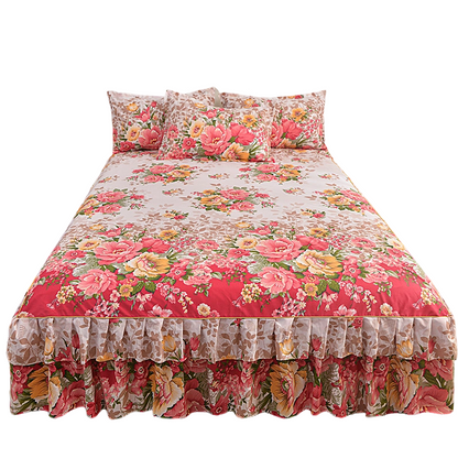 🌸 50% OFF! ✨ 3-Piece Floral Ruffled Bed Skirt Set – Elegant Ruffle Design, Fade-Resistant Reactive Dyeing & Pilling-Resistant Cotton Blend – Conceals Storage with Designer Charm 🛏️