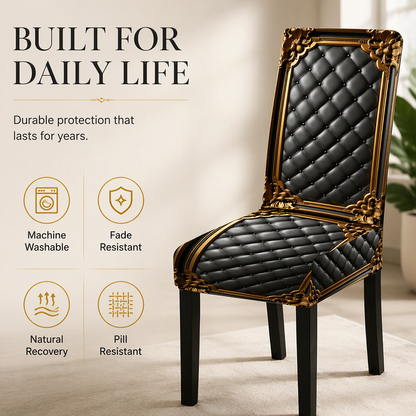 🪑 LIMITED‑TIME 50% OFF! ✨ Washable Stretch Chair Cover – Baroque Gilded Print, High‑Density Elastic Fabric ✨