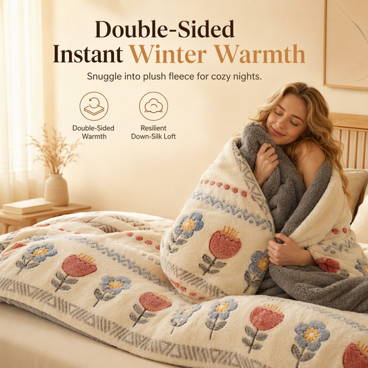 ⏳Time-Limited Special⏰Double-Sided Sherpa Fleece Comforter – Snowflake Velvet & Dense Lamb Fleece Heat Lock, Ultra-Soft Velvet Touch & Durable Digital Print – Cozy Winter Warmth for Every Room ❄️