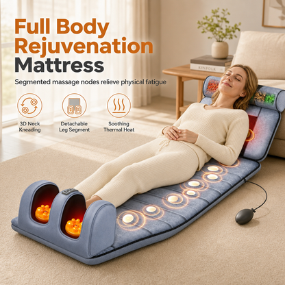 ⏳Time-Limited Special⏰Electric Folding Massage Mattress Pad with Neck Rollers Vibration Heating and Leg Kneading for Full Body Relaxation💆
