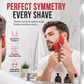 Red 4-Piece Beard Shaping Tool and Hair Styling Comb Set with Neckline Hair Trimming