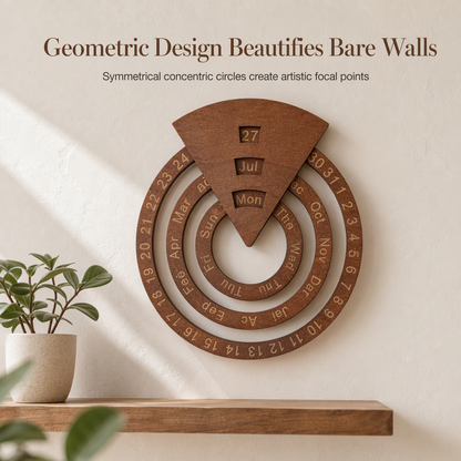 📢📢40% OFF !! ⏰Circular Wooden Rotating Perpetual Calendar Wall Hanging Decoration