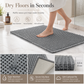 Tapete de baño absorbente y antideslizante con tejido waffle, tapete de entrada color liso
