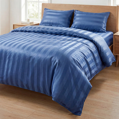 🛏️ LIMITED-TIME 50% OFF! ✨ Hotel Style Satin Stripe Bedding Set – 120g Fabric, Internal Ties, 7 Colors ✨