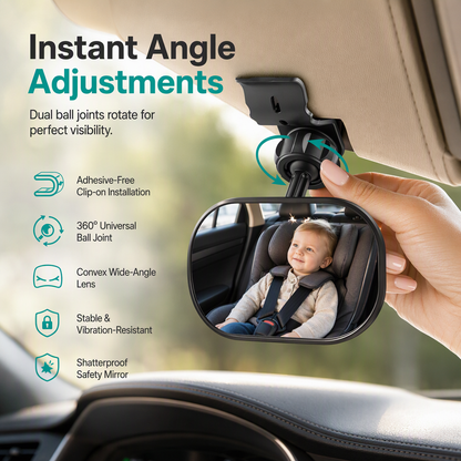 📢📢50% OFF !! ⏰Wide Angle Convex Rearview Mirror with Suction Cup and Clip Mount Round 12.5cm Auxiliary Reversing Mirror for Electric Tricycle and Baby Observation